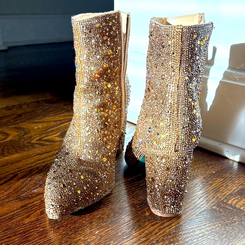 Betsey Johnson Glittering Gold Heeled Boots